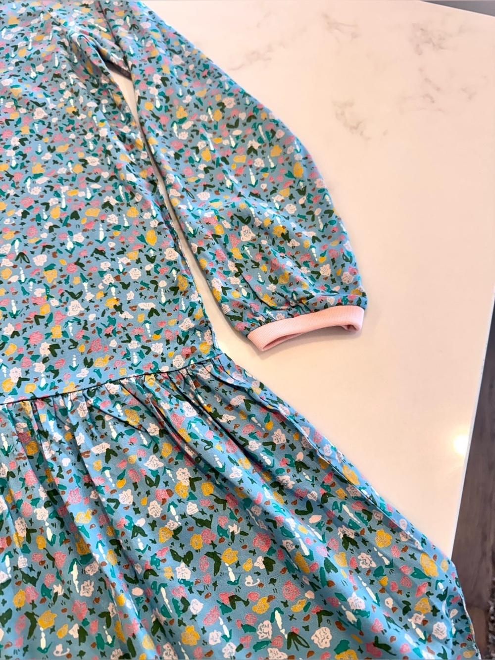 Hanna Andersson Floral Long Sleeve Dress Girls Size 130(7/8) - Picture 3 of 8